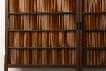昭和中期　竹の桟が風情を漂わせるアンティーク御簾戸(簾戸、簀戸、葭戸、夏障子、夏戸、葦戸)2枚セット