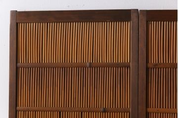 昭和中期　幅狭　竹の桟が風情を漂わせるアンティーク御簾戸(簾戸、簀戸、葭戸、夏障子、夏戸、葦戸)4枚セット