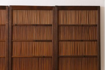 昭和中期　幅狭　竹の桟が風情を漂わせるアンティーク御簾戸(簾戸、簀戸、葭戸、夏障子、夏戸、葦戸)4枚セット