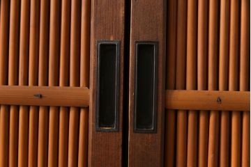 昭和中期　幅狭　竹の桟が風情を漂わせるアンティーク御簾戸(簾戸、簀戸、葭戸、夏障子、夏戸、葦戸)4枚セット