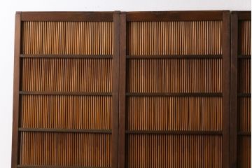 昭和中期　幅狭　竹の桟が風情を漂わせるアンティーク御簾戸(簾戸、簀戸、葭戸、夏障子、夏戸、葦戸)4枚セット