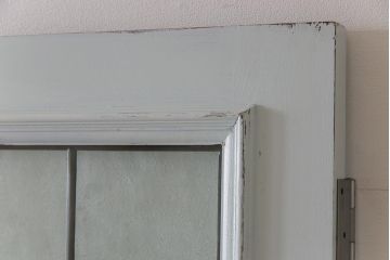 イギリスアンティーク　チーク材　両開き　シャビーシックな雰囲気がお洒落なペイント親子ドア(建具、木製扉)