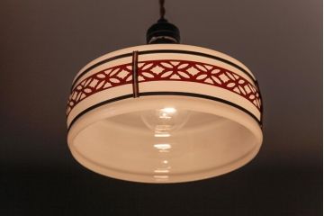 昭和期　花のモチーフが可愛らしいレトロなペンダントライト(天井照明、シェード)(1)