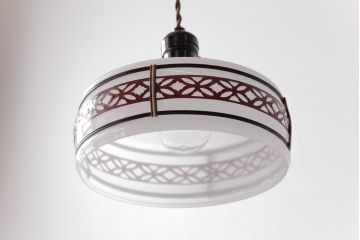 昭和期　花のモチーフが可愛らしいレトロなペンダントライト(天井照明、シェード)(1)