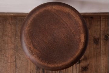 ラフジュ工房オリジナル　細身の鉄脚が格好いい丸スツール(チェア、椅子)