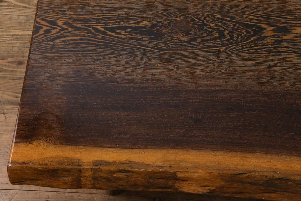 民芸家具　ビンテージ　鉄刀木(タガヤサン)　艶やかな質感と濃淡の杢目が美しいセンターテーブル(定価50万円)(座卓)