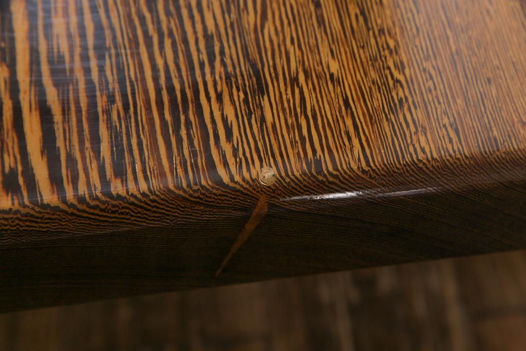 民芸家具　ビンテージ　鉄刀木(タガヤサン)　艶やかな質感と濃淡の杢目が美しいセンターテーブル(定価50万円)(座卓)