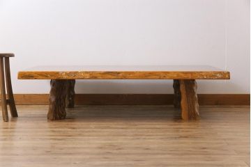 民芸家具　ビンテージ　鉄刀木(タガヤサン)　艶やかな質感と濃淡の杢目が美しいセンターテーブル(定価50万円)(座卓)