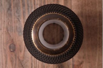 激レア品!　網目のデザインが格好いいアイアン製天井照明(吊り下げ照明)・筒形ガラス付き