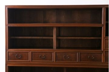 アンティーク家具　最高級　特別注文造り　三方ケヤキ無垢材の二段重ね水屋箪笥(茶箪笥、収納棚、食器棚)