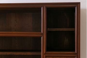 アンティーク家具　最高級　特別注文造り　三方ケヤキ無垢材の二段重ね水屋箪笥(茶箪笥、収納棚、食器棚)