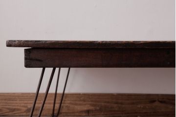 レトロ家具　昭和レトロ　栗材一枚板　ジャンクな雰囲気が渋いちゃぶ台(座卓、ローテーブル)