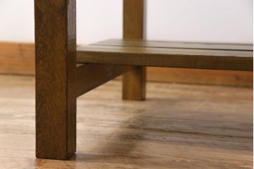 リメイク家具　ナラ材　素朴な木の風合いがレトロなセンターテーブル(ローテーブル、リビングテーブル、作業台)