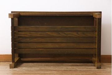 リメイク家具　ナラ材　素朴な木の風合いがレトロなセンターテーブル(ローテーブル、リビングテーブル、作業台)