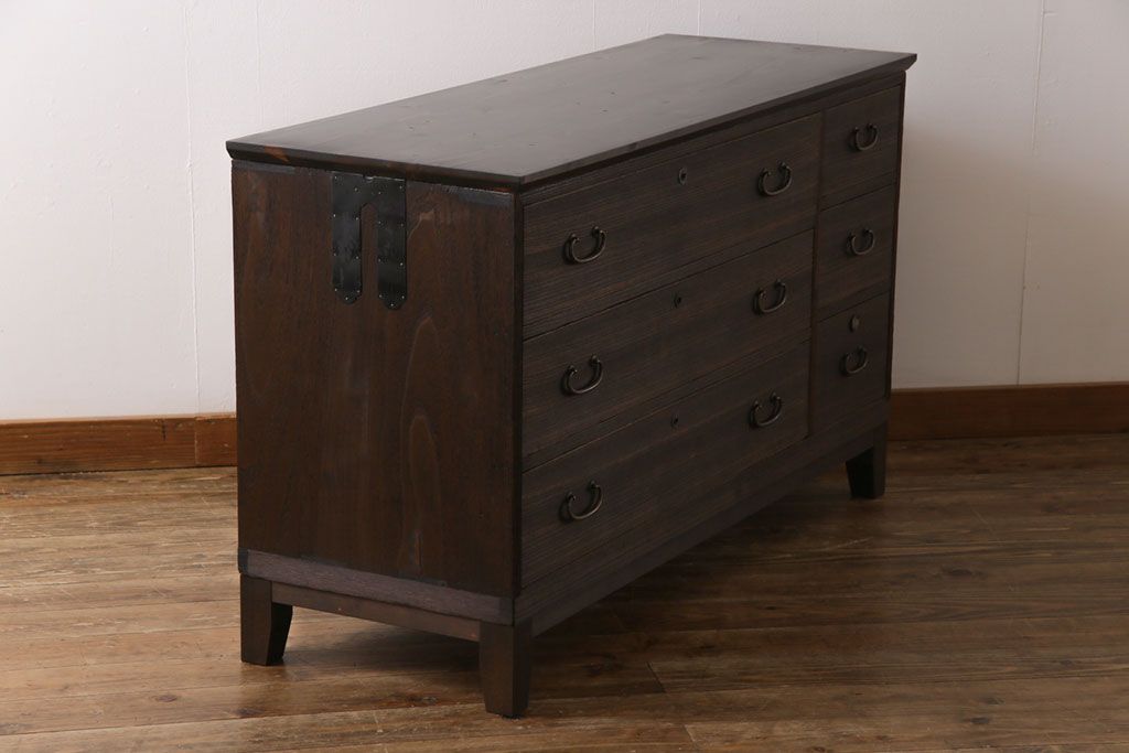 アンティーク家具　和製アンティーク　リメイク　桐材　シンプルで使い勝手の良い箪笥サイドチェスト(サイドボード、引き出し、桐箪笥、桐たんす)