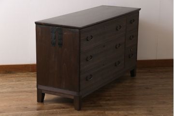 アンティーク家具　和製アンティーク　リメイク　桐材　シンプルで使い勝手の良い箪笥サイドチェスト(サイドボード、引き出し、桐箪笥、桐たんす)