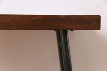 古材リメイク　朴の木(ホオノキ)　一枚板を使ったシンプルな鉄脚サイドテーブル(センターテーブル)