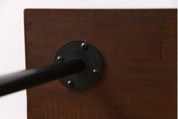古材リメイク　朴の木(ホオノキ)　一枚板を使ったシンプルな鉄脚サイドテーブル(センターテーブル)