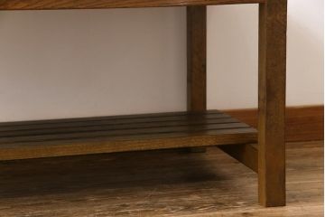 リメイク家具　ナラ材　素朴な木の風合いがレトロなセンターテーブル(ローテーブル、リビングテーブル、作業台)(1)
