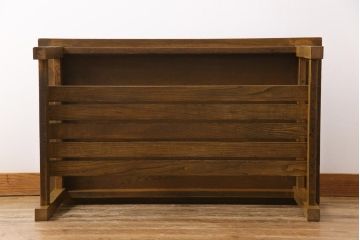 リメイク家具　ナラ材　素朴な木の風合いがレトロなセンターテーブル(ローテーブル、リビングテーブル、作業台)(1)