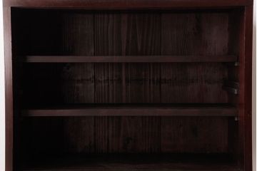 リメイク家具　オリジナル花ガラス入り　鉄脚付きがおしゃれな小振りな戸棚(収納棚、食器棚)