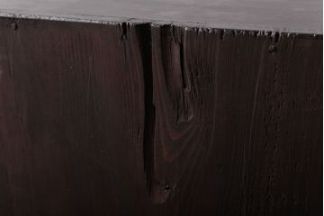 リメイク家具　オリジナル花ガラス入り　鉄脚付きがおしゃれな小振りな戸棚(収納棚、食器棚)