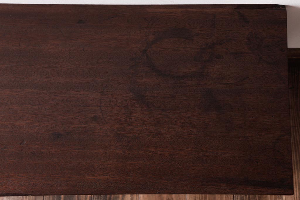 ラフジュ工房オリジナル　古い木の質感が味わい深いシンプルな鉄脚サイドテーブル(センターテーブル、花台、飾り台)