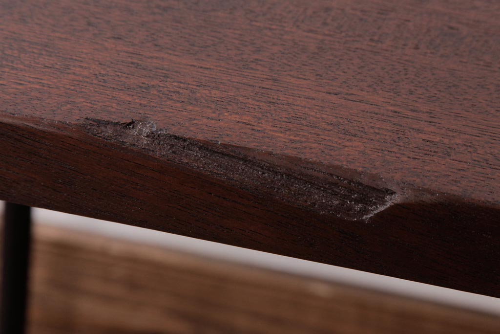 ラフジュ工房オリジナル　古い木の質感が味わい深いシンプルな鉄脚サイドテーブル(センターテーブル、花台、飾り台)