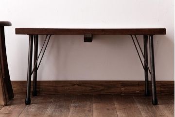 古材リメイク　異素材ミックスがお洒落な鉄脚サイドテーブル(センターテーブル、ベンチ、飾り台)