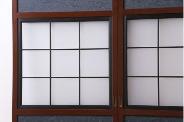 昭和中期　すりガラス入り　漆塗り　和モダンな雰囲気がお洒落な仕切り戸(建具、襖、引き戸)