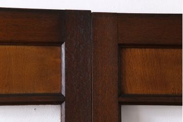 昭和レトロ　太い框と珍しいデザインが目を引く仕切り戸2枚セット(引き戸、建具)