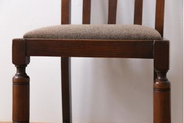 アンティーク家具　イギリスアンティーク　オーク材　挽き物の脚が目を引くダイニングチェア(ワークチェア、椅子)(3)