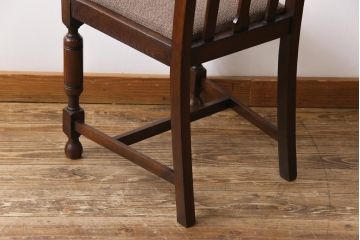 アンティーク家具　イギリスアンティーク　オーク材　挽き物の脚が目を引くダイニングチェア(ワークチェア、椅子)(3)