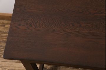 レトロ家具　昭和レトロ　ナラ材　収納力にも優れた薄型の片袖机(カウンターテーブル、作業台)