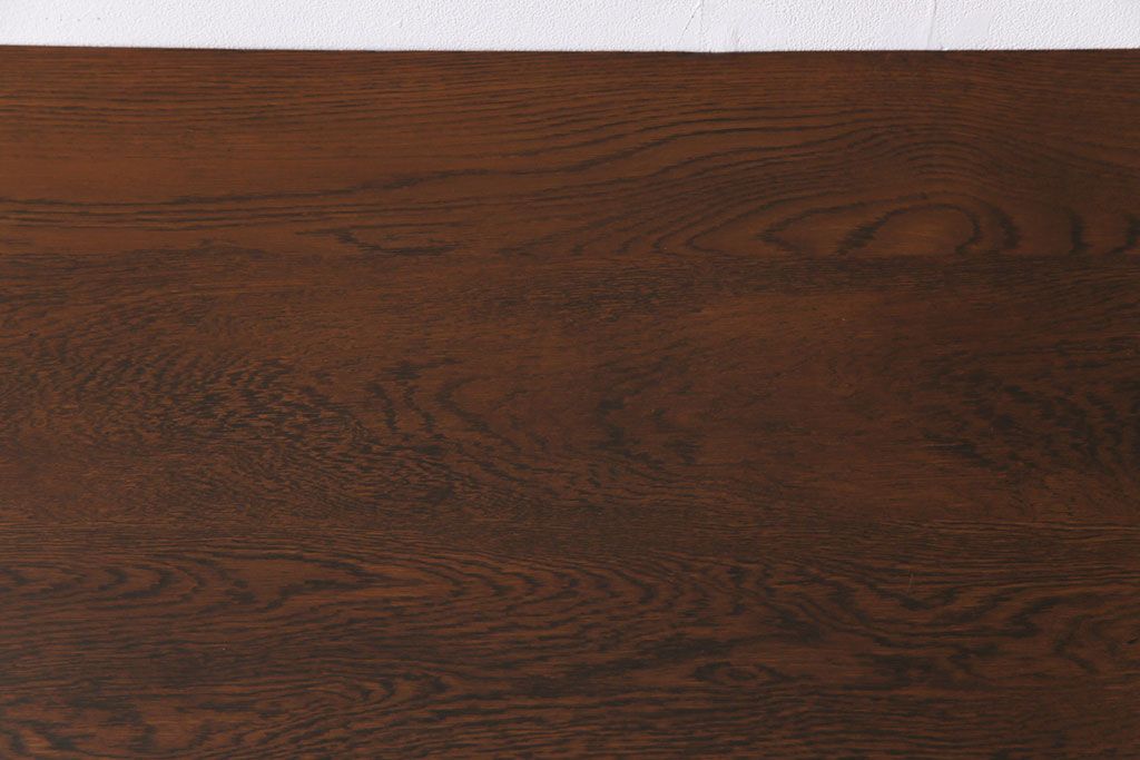 レトロ家具　昭和レトロ　ナラ材　収納力にも優れた薄型の片袖机(カウンターテーブル、作業台)