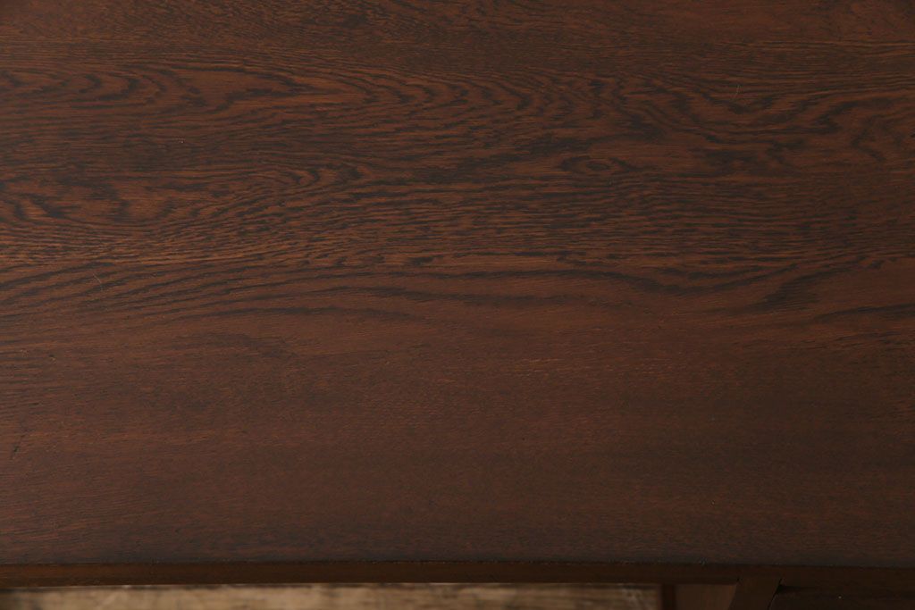 レトロ家具　昭和レトロ　ナラ材　収納力にも優れた薄型の片袖机(カウンターテーブル、作業台)