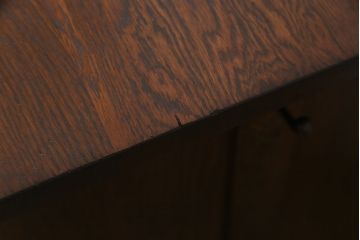 レトロ家具　昭和レトロ　ナラ材　収納力にも優れた薄型の片袖机(カウンターテーブル、作業台)