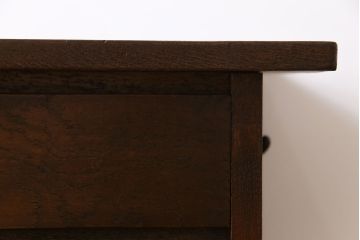 レトロ家具　昭和レトロ　ナラ材　収納力にも優れた薄型の片袖机(カウンターテーブル、作業台)