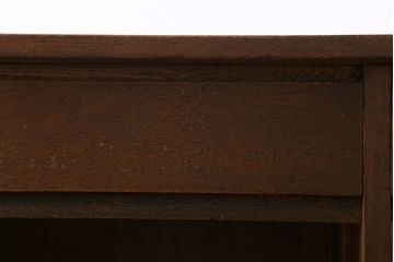 レトロ家具　昭和レトロ　ナラ材　収納力にも優れた薄型の片袖机(カウンターテーブル、作業台)