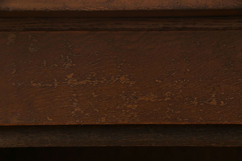 レトロ家具　昭和レトロ　ナラ材　収納力にも優れた薄型の片袖机(カウンターテーブル、作業台)