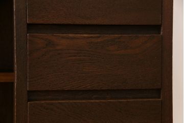 レトロ家具　昭和レトロ　ナラ材　収納力にも優れた薄型の片袖机(カウンターテーブル、作業台)