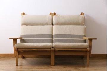 ビンテージ家具　北欧ヴィンテージ　Hans J Wegner(ハンス・J・ウェグナー)　GETAMA(ゲタマ) GE375  ハイバックイージーチェア(二人掛けソファ、ソファ)