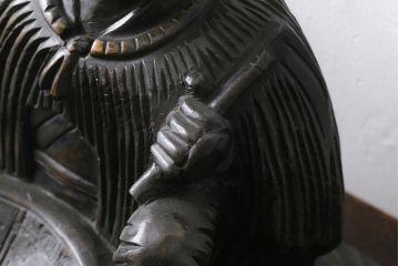 アンティーク雑貨　昭和期　民芸品　宇野広芳　木彫り　味わいのある表情の水戸農人形(置き物、ディスプレイ)