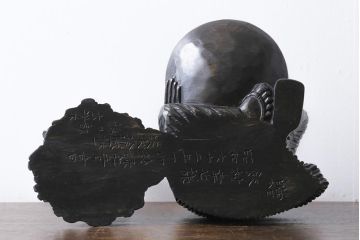 アンティーク雑貨　昭和期　民芸品　宇野広芳　木彫り　味わいのある表情の水戸農人形(置き物、ディスプレイ)