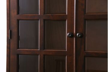 中古美品　北海道民芸家具　飾り棚にもおすすめなシックな色味のブックケース(本箱、収納棚、戸棚)(定価41万円)(1)