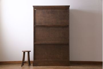 中古美品　北海道民芸家具　飾り棚にもおすすめなシックな色味のブックケース(本箱、収納棚、戸棚)(定価41万円)(1)