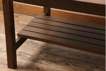 リメイク家具　ナラ材　素朴な木の風合いがレトロなセンターテーブル(ローテーブル、リビングテーブル、作業台)(2)