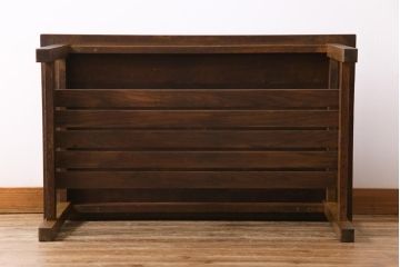 リメイク家具　ナラ材　素朴な木の風合いがレトロなセンターテーブル(ローテーブル、リビングテーブル、作業台)(3)