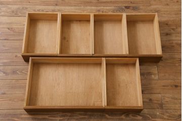 レトロ家具　昭和レトロ　ナラ材　収納力にも優れた薄型の片袖机(カウンターテーブル、作業台)(1)