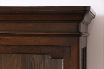 アンティーク家具　極上品!　和製アンティーク　希少な総ケヤキ材の重ねガラス戸棚(収納棚、飾り棚、キャビネット)